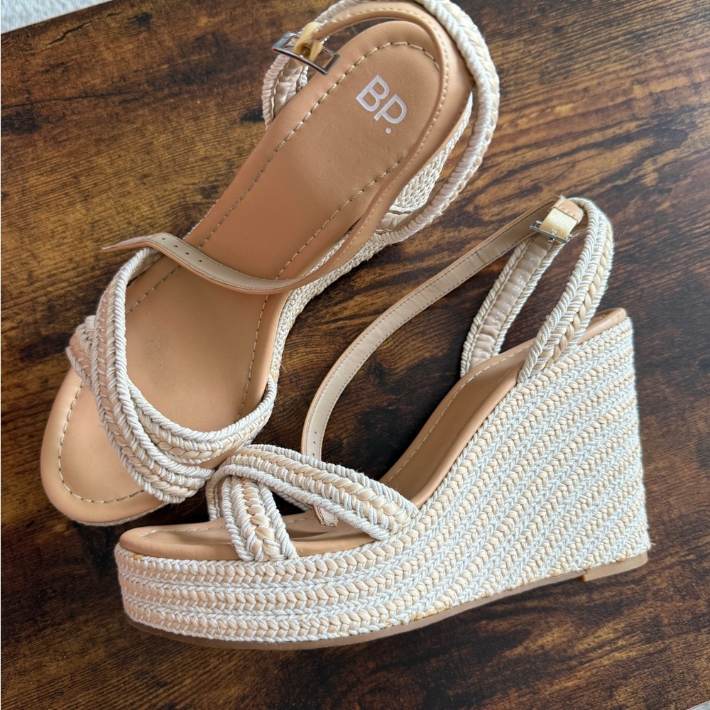 BP Nordstrom Cream/Nude Wedge Sandals